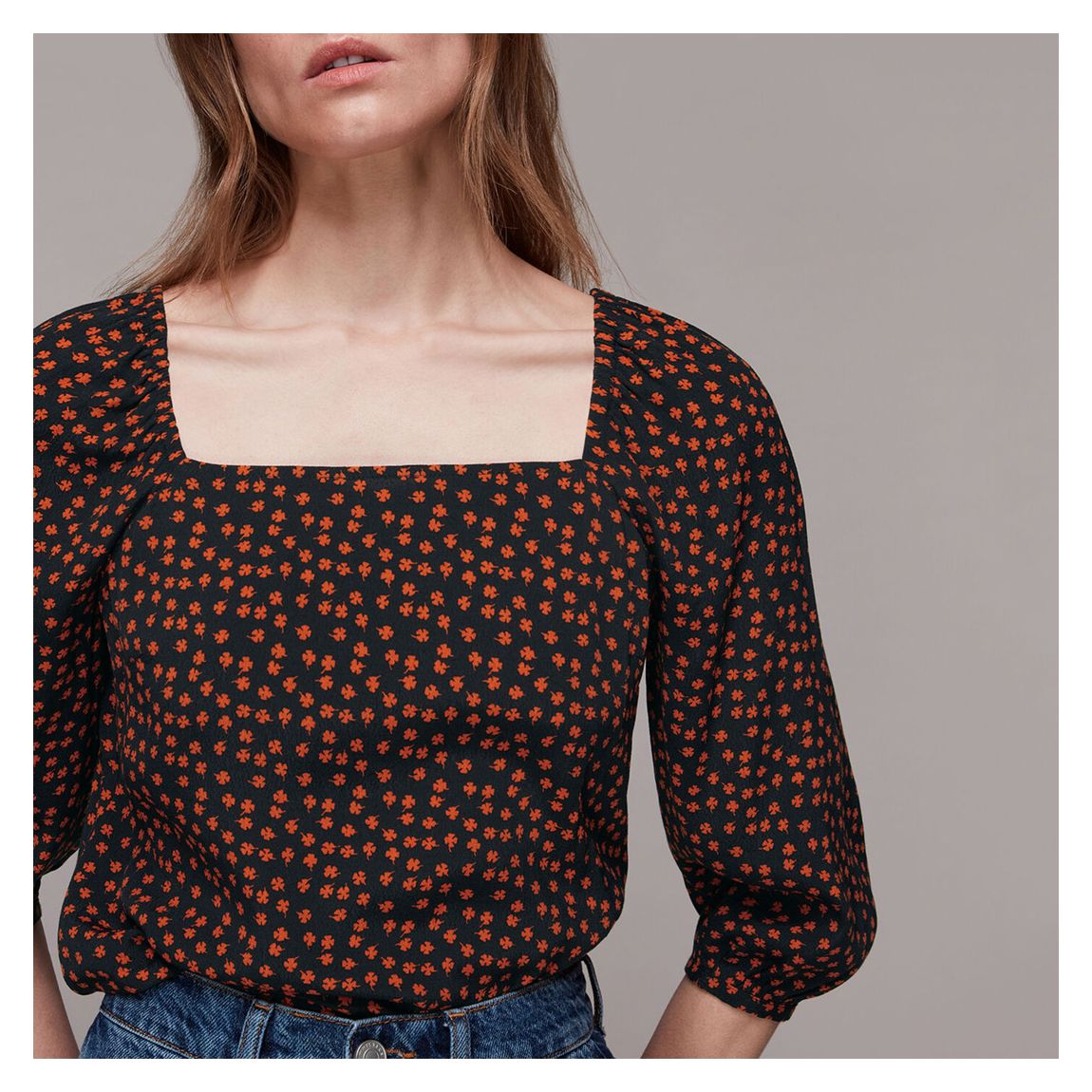 Black Mini Floral Print Top main product photo