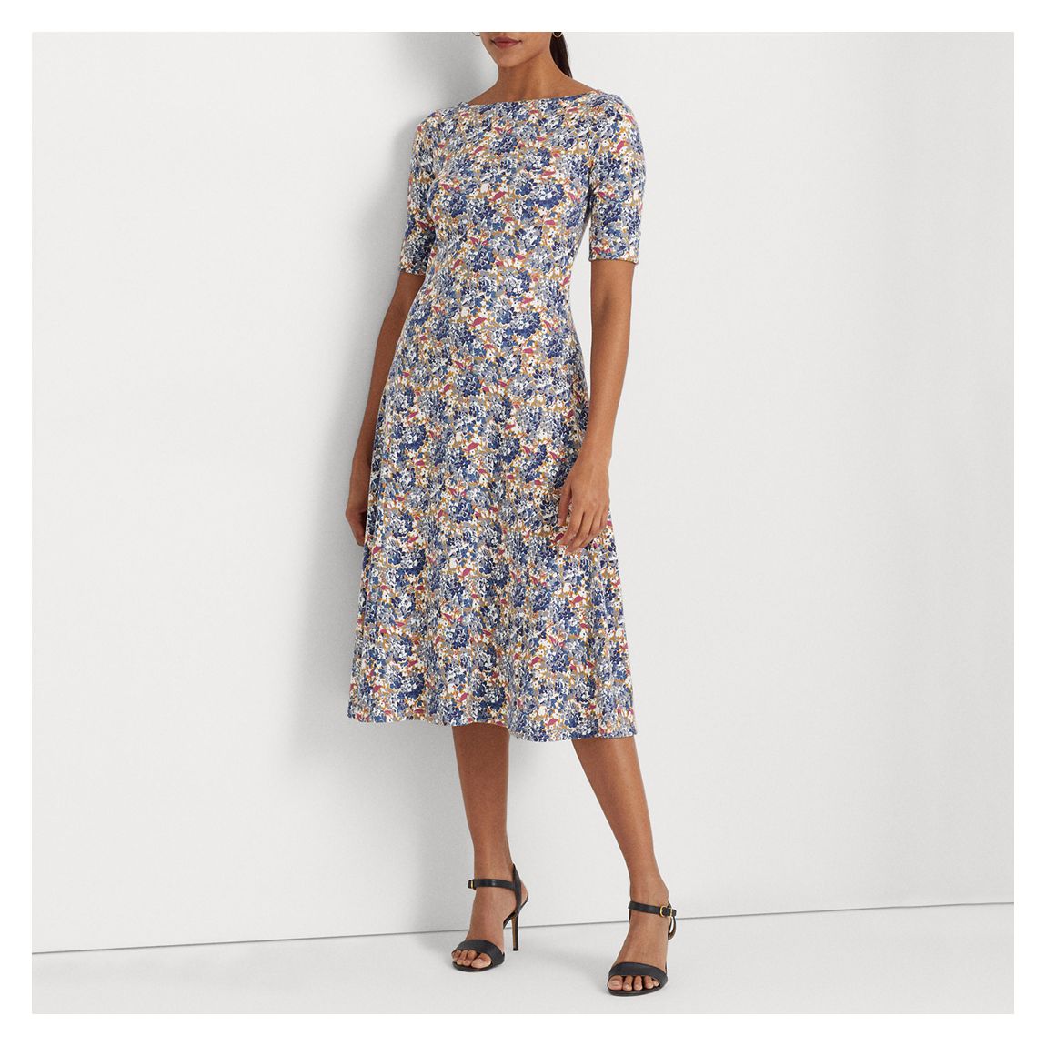 Multi Floral Cotton Blend Dress main product photo