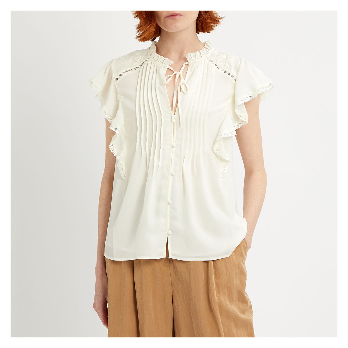 Cream Tie Front Blouse main product photo