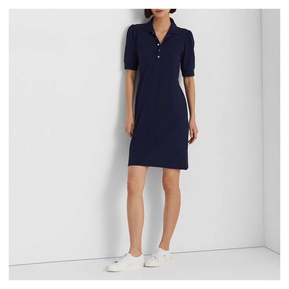 Navy Puff Sleeve Polo Dress main product photo