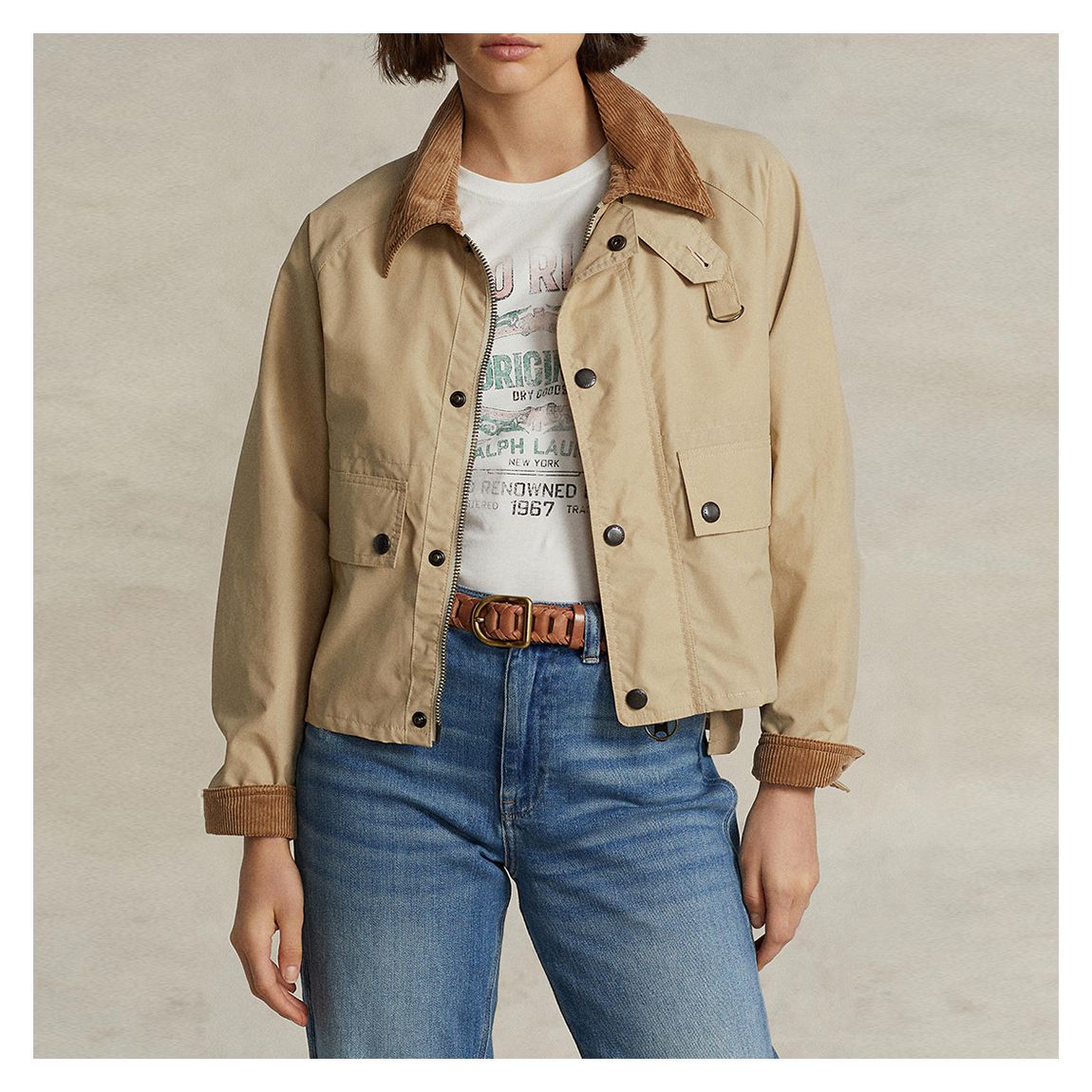 Camel Button Cotton Blend Worker Jacket main product photo