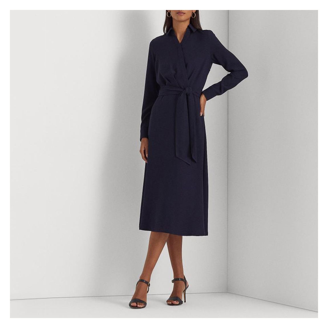 Navy Long Sleeved Midi Dress main product photo