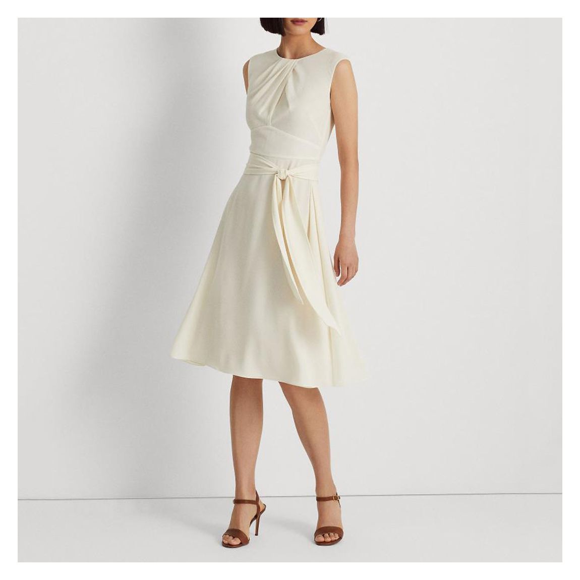Cream Sleeveless Stretch Midi Dress main product photo