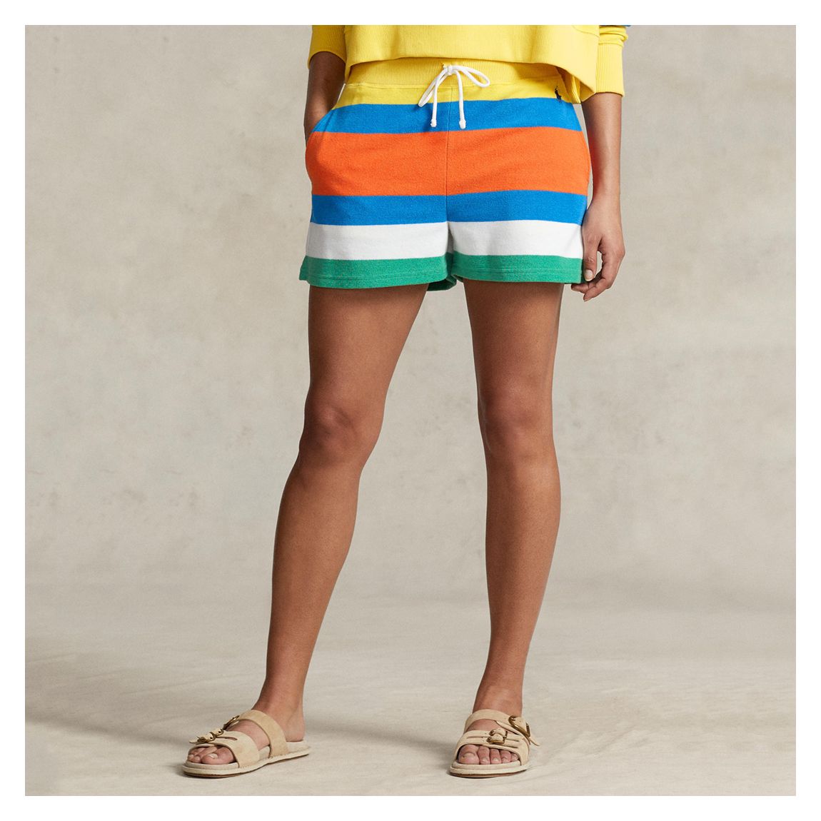 Multi Striped Terry Cotton Blend Shorts main product photo