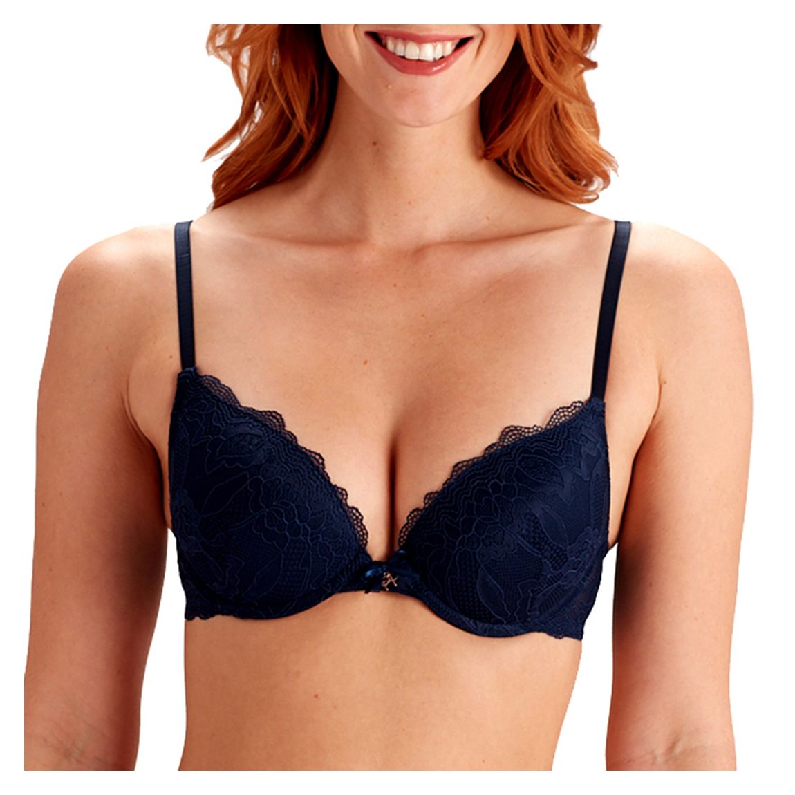 Navy Lola Lace Push Up Plunge Bra main product photo