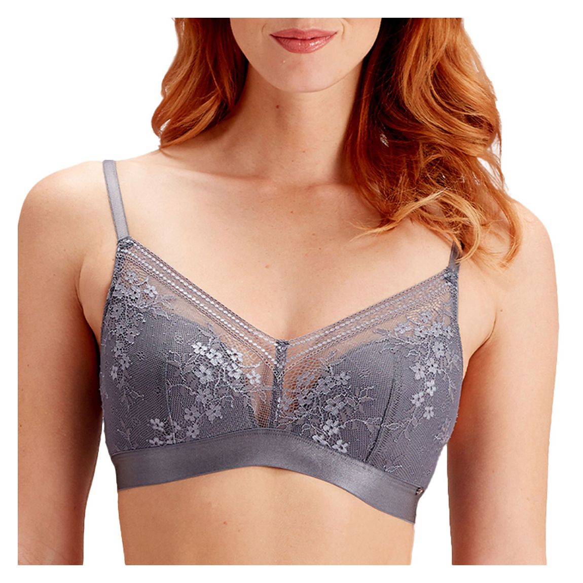 Grey Botanical Lace Triangle Bra main product photo