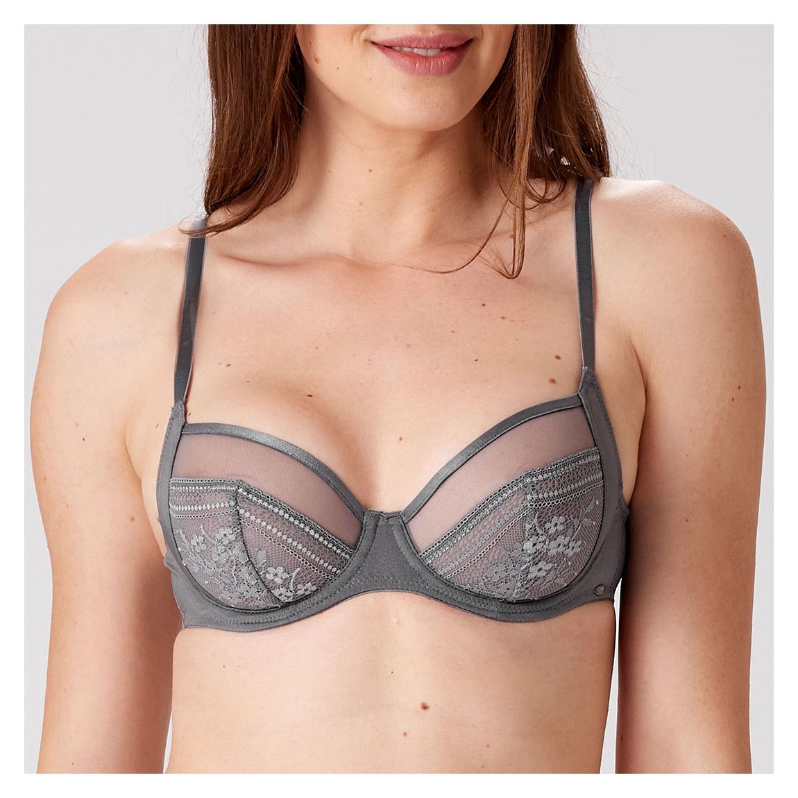 Grey Botanical Lace DD+ Balconette Bra main product photo