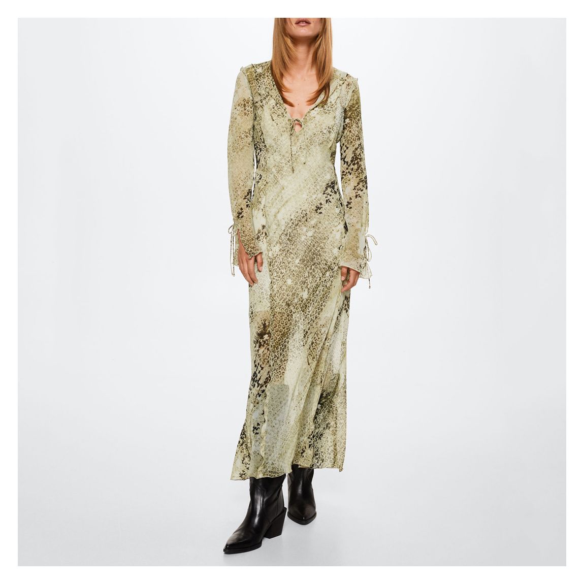 Ecru Snake Print Dress main product photo