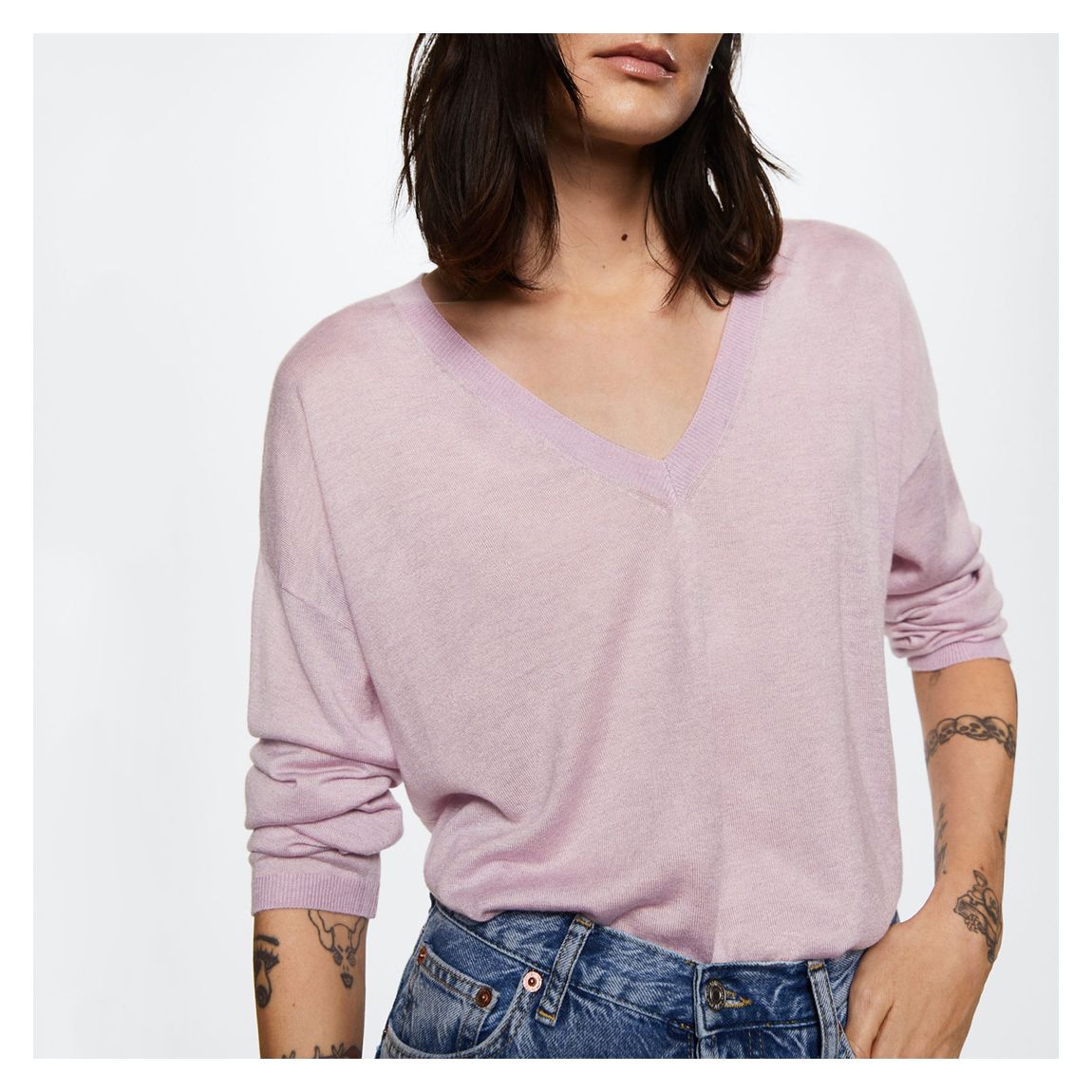 Purple V-Neck Knit Cashmere Blend Jumper main product photo
