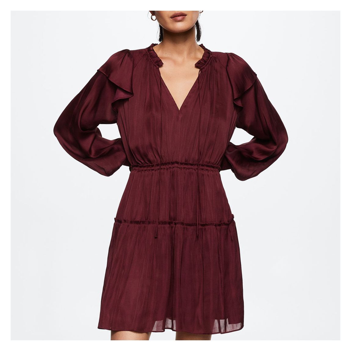 Red Ruffle Satin Dress main product photo