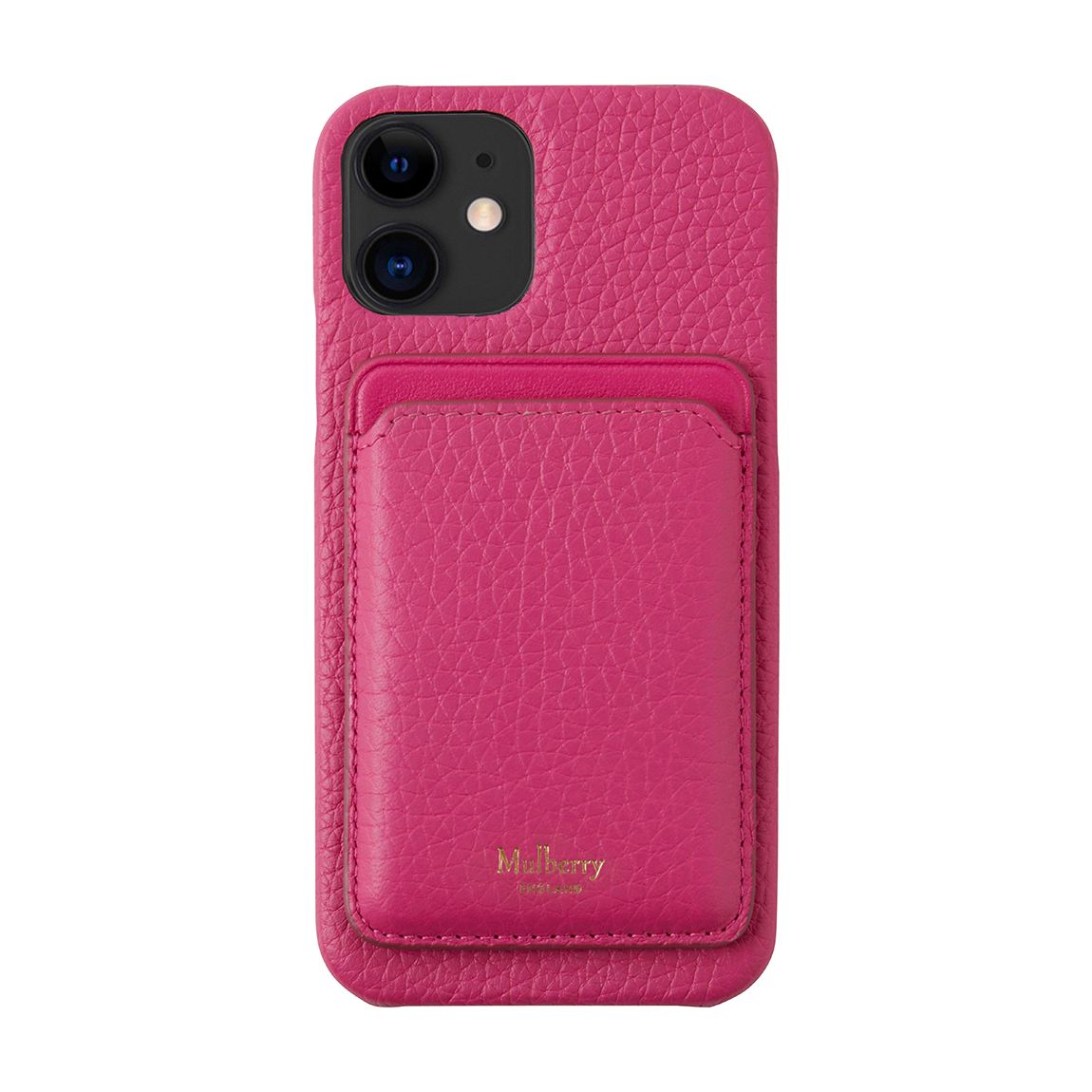 Mulberry Pink iPhone 12 Heavy Grain Leather Wallet And Case main product photo