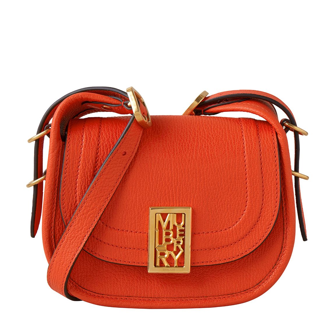 Coral Orange Mini Sadie Goat Leather Satchel main product photo