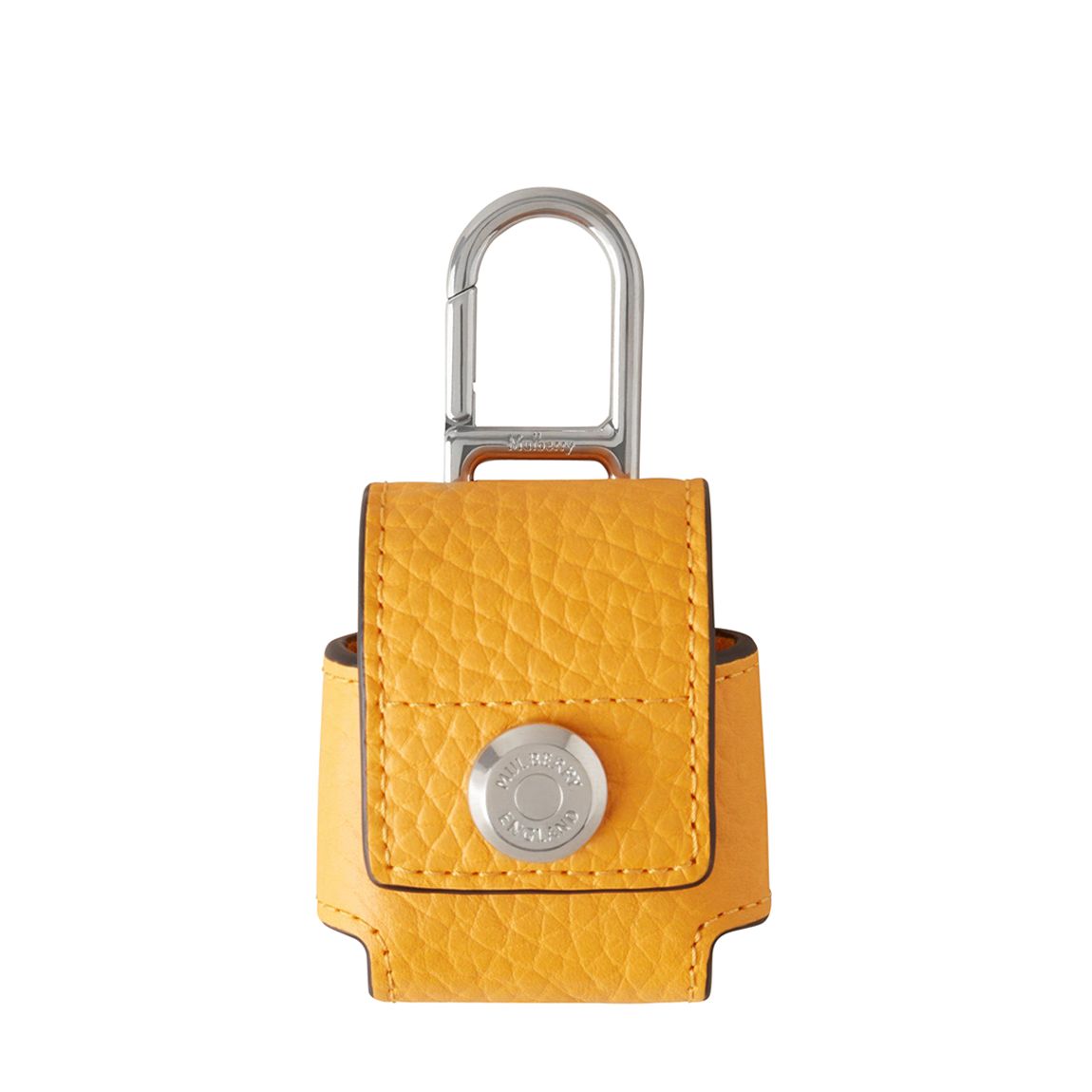 Double Yellow Press Stud Heavy Grain Leather AirPod Case main product photo