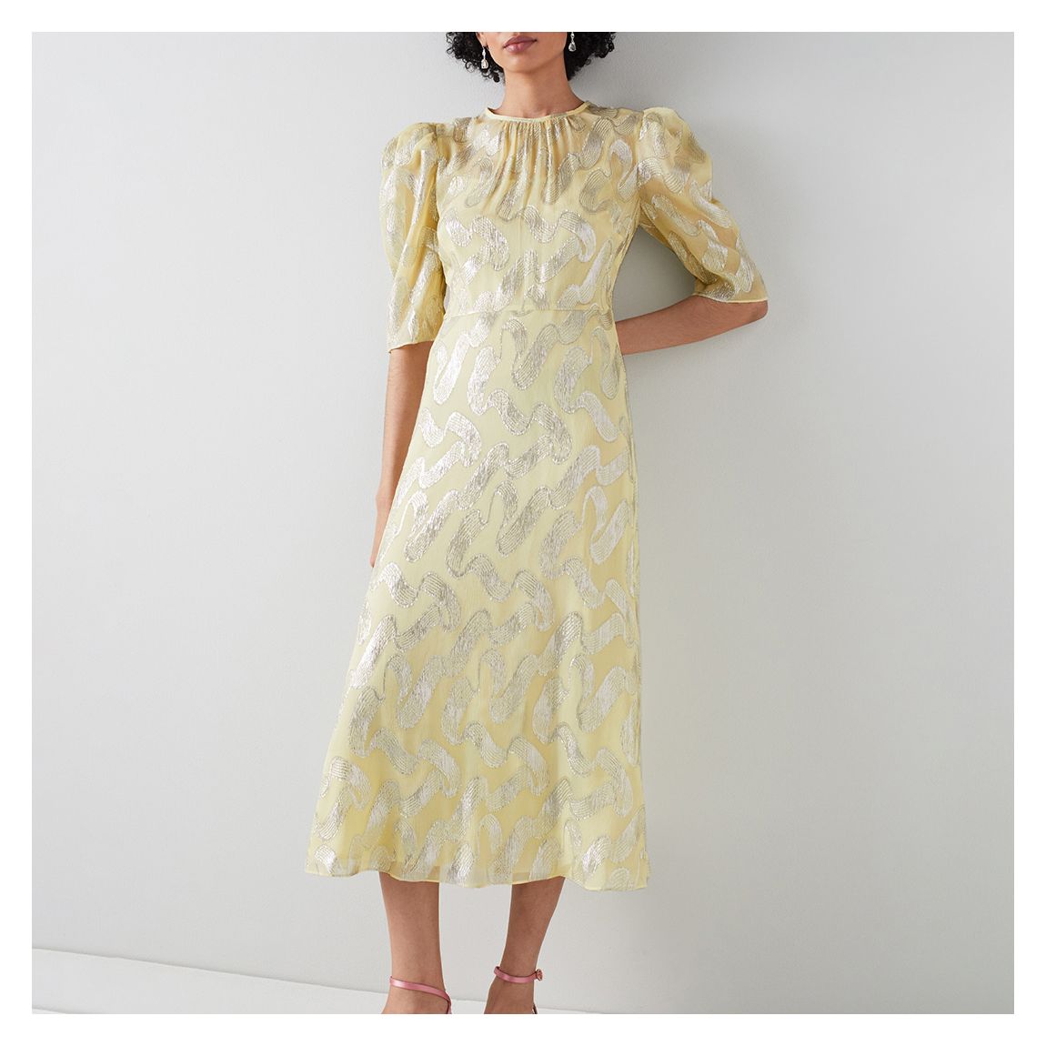 Yellow/Silver Glinda Pattern Silk Dress main product photo