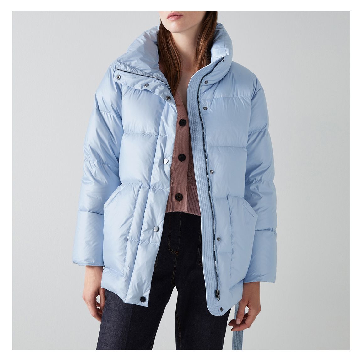 Light Blue Morzine Belted Puffer Jacket main product photo