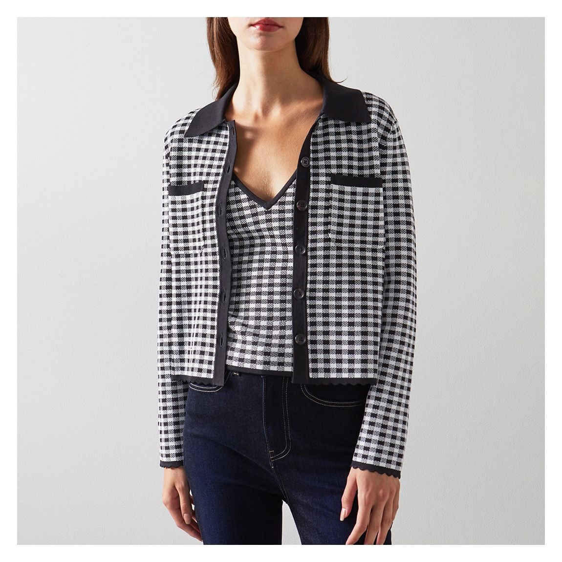 Black Check Jasmine Cropped Jacket main product photo