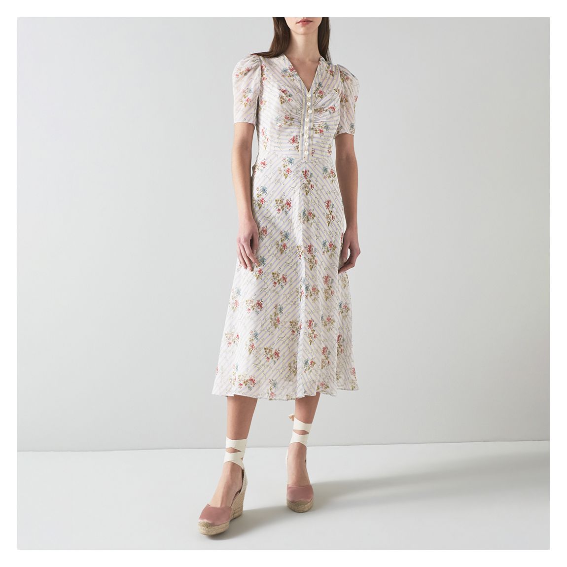 White/Multi Holzer Silk Midi Dress main product photo