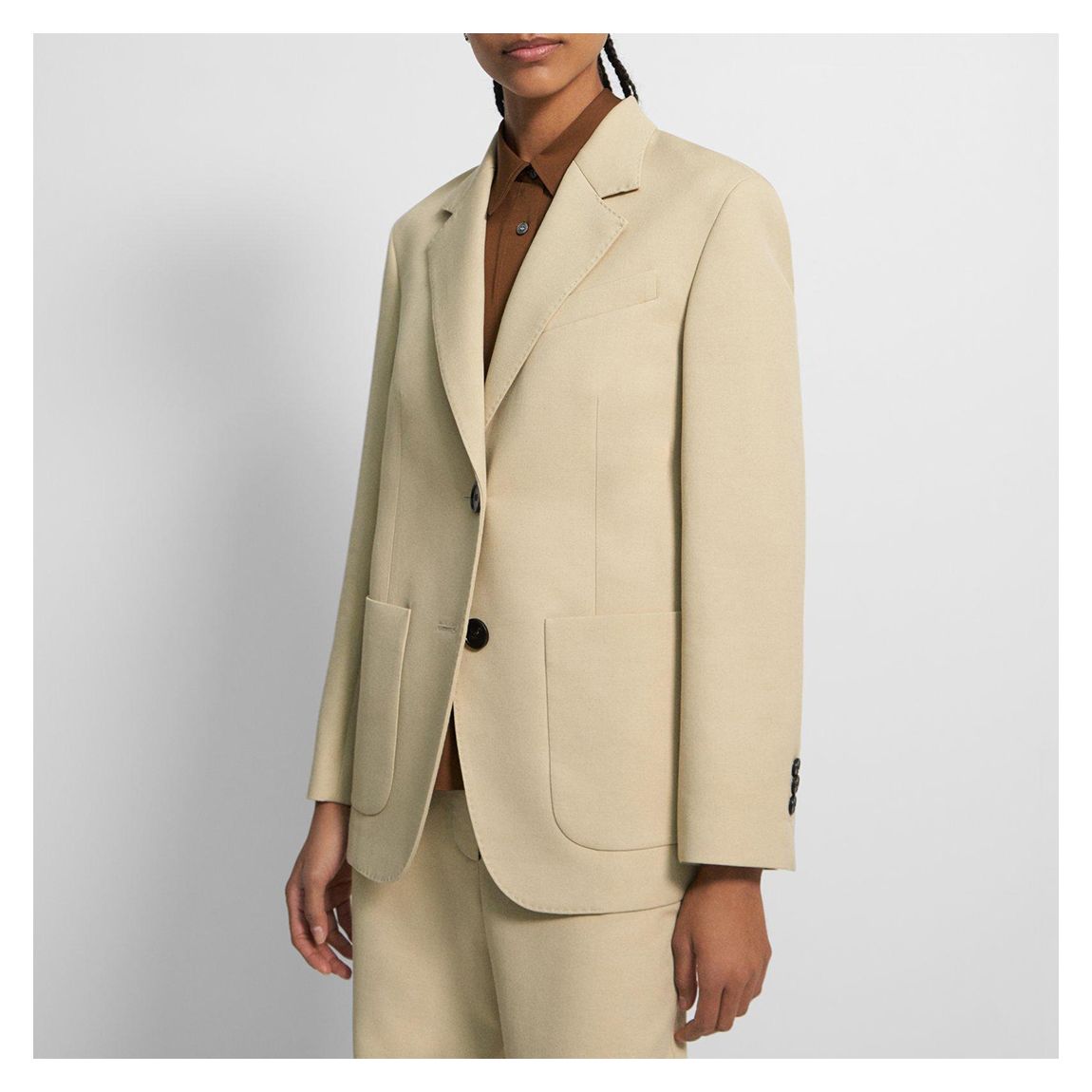 Cream Single Breasted Wool Blend Blazer main product photo