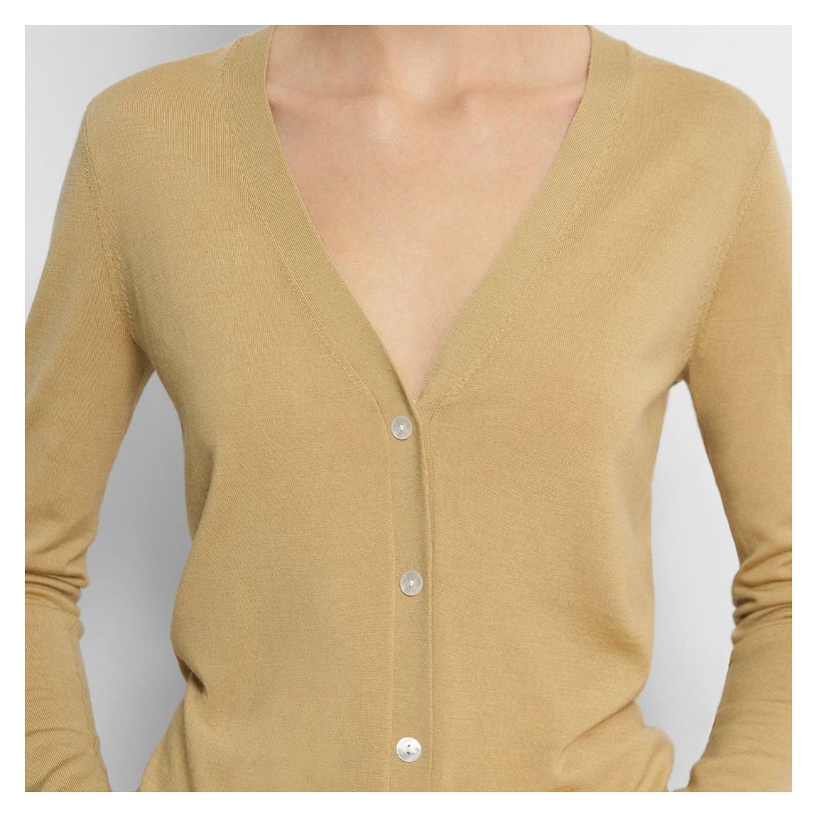 Beige V-Neck Wool Blend Cardigan main product photo