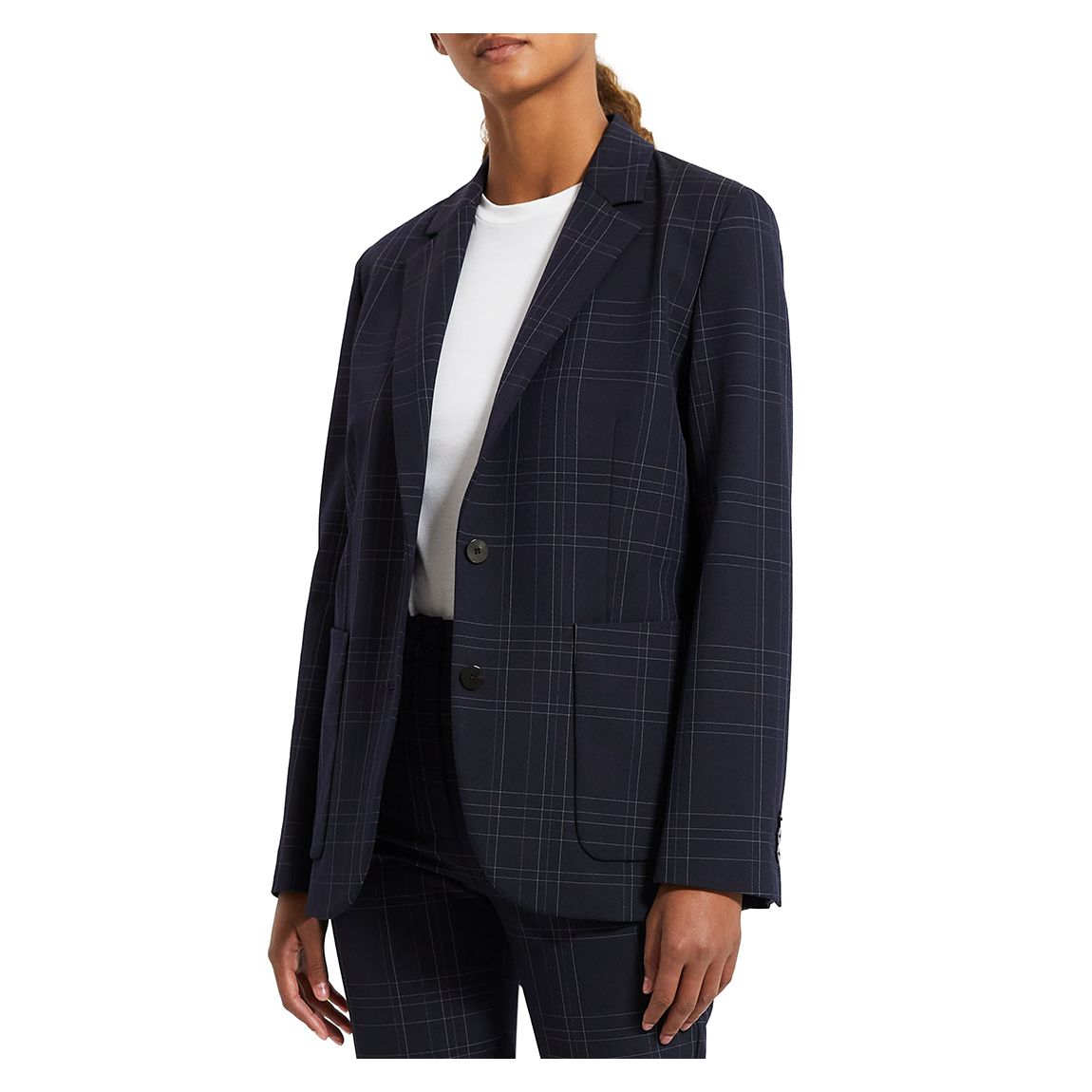 Navy Check Print Blazer main product photo