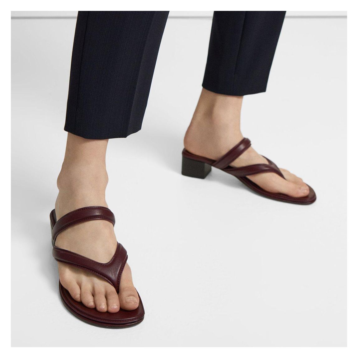 Burgundy Belted Leather Sandals main product photo