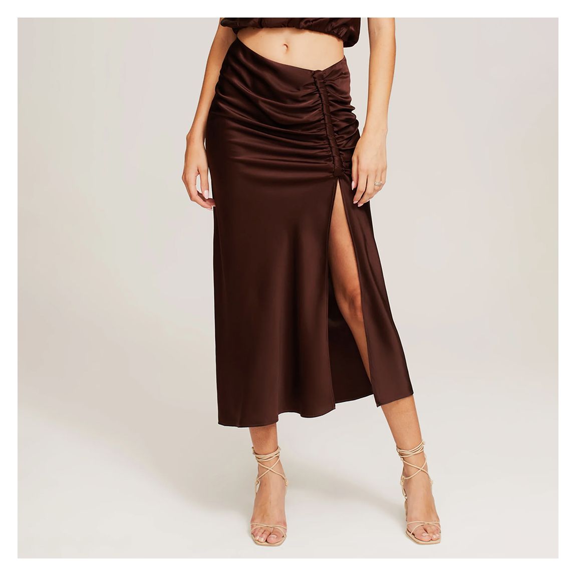 Brown Silk Indy Drape Skirt main product photo
