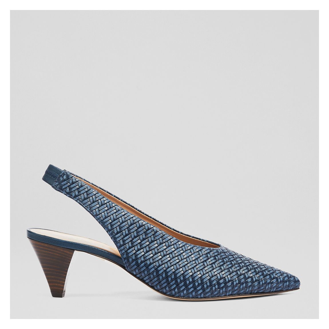 Navy Paisley Slingback Kitten Court Shoes main product photo