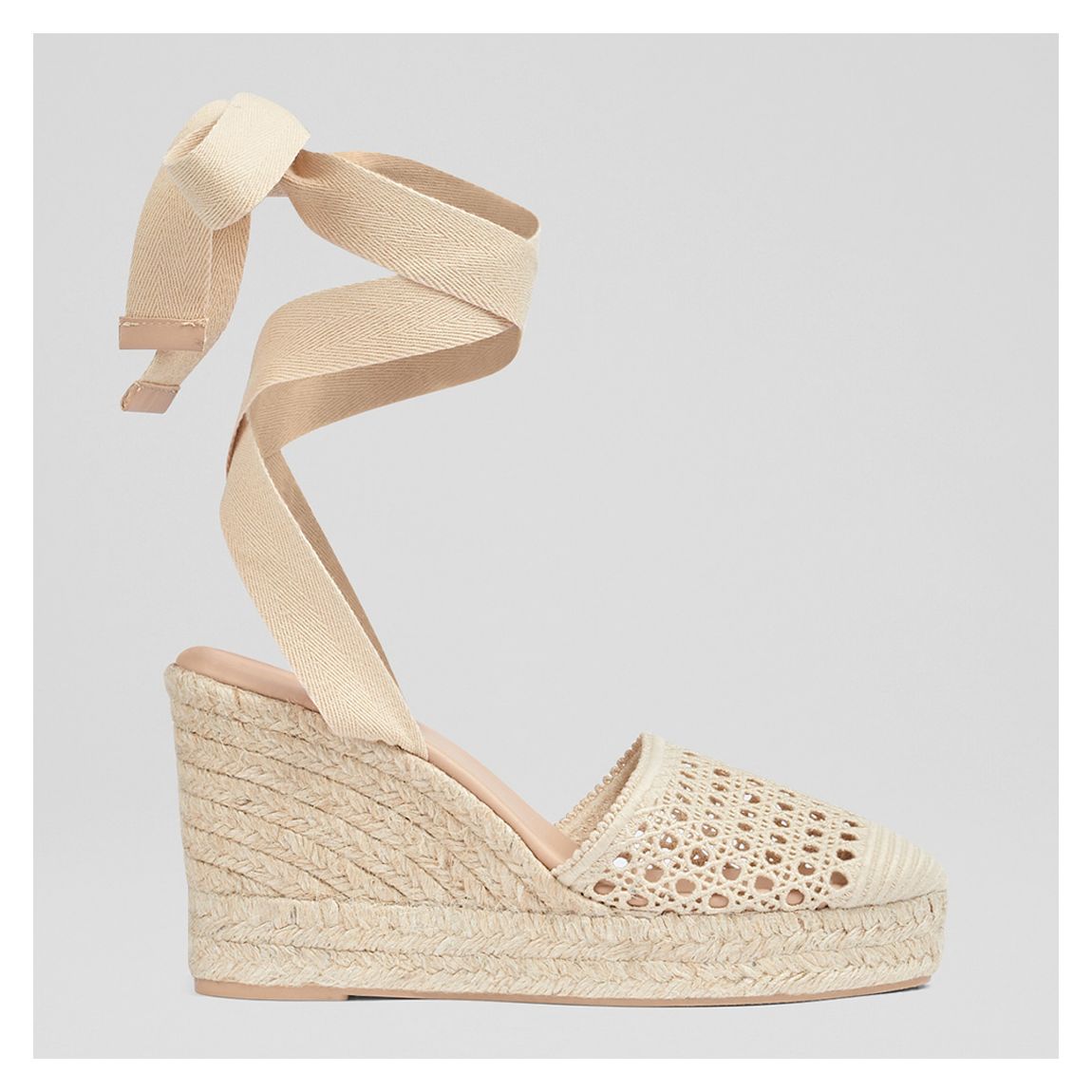 Beige Magnolia Strappy Wedge Espadrilles main product photo