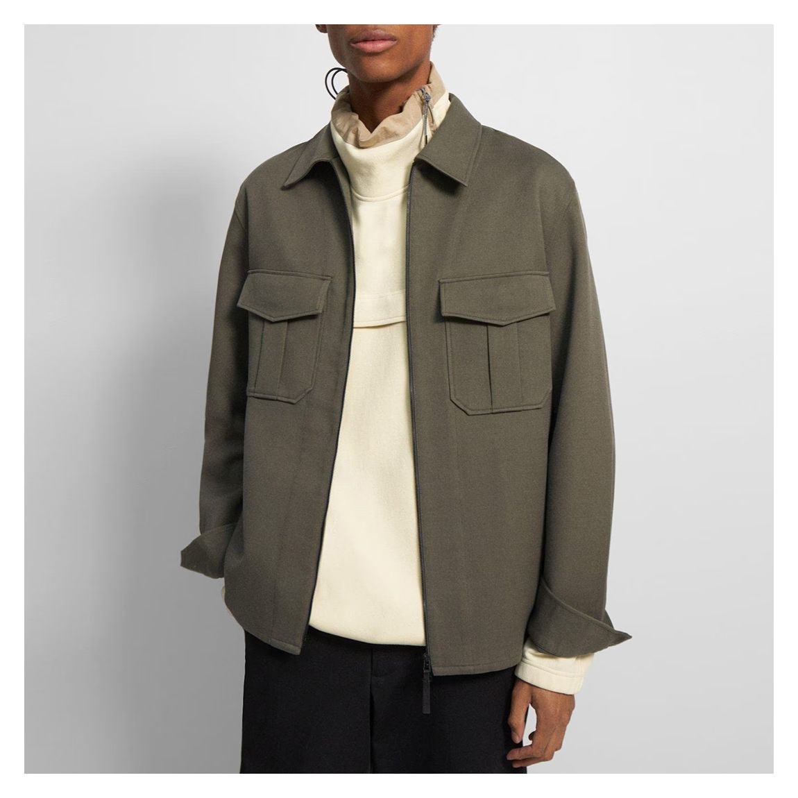 Green Zip Wool Blend Jacket main product photo