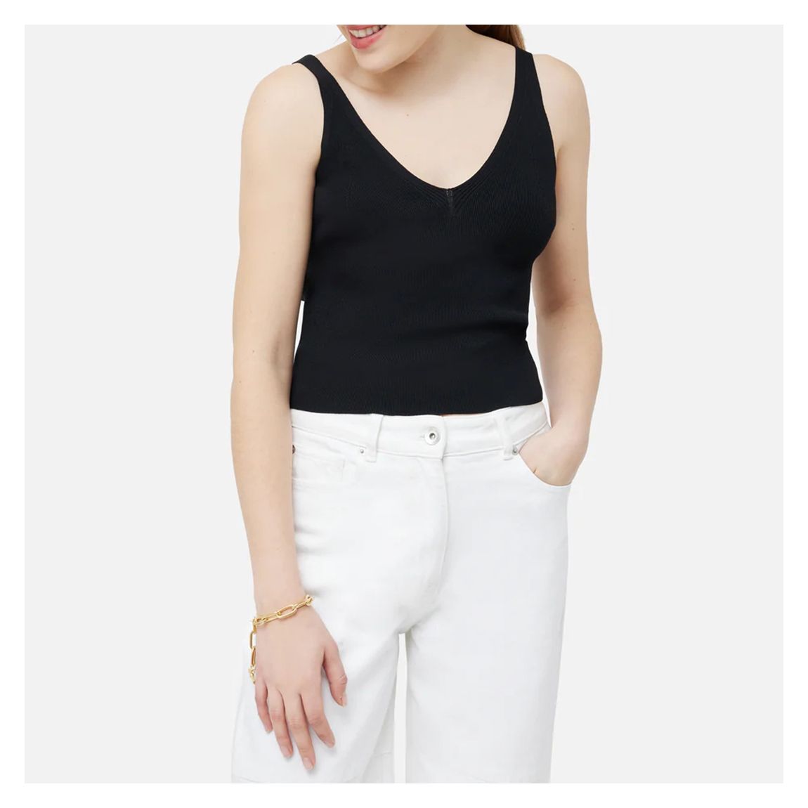 Black Knitted Cropped Tank Top main product photo