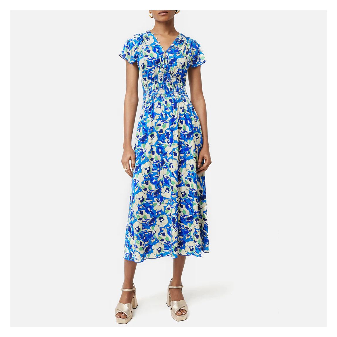 Blue Mini Graphic Pansy Tea Dress main product photo