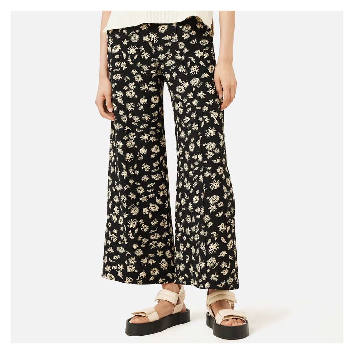 Black Aster Floral Palazzo Trousers main product photo