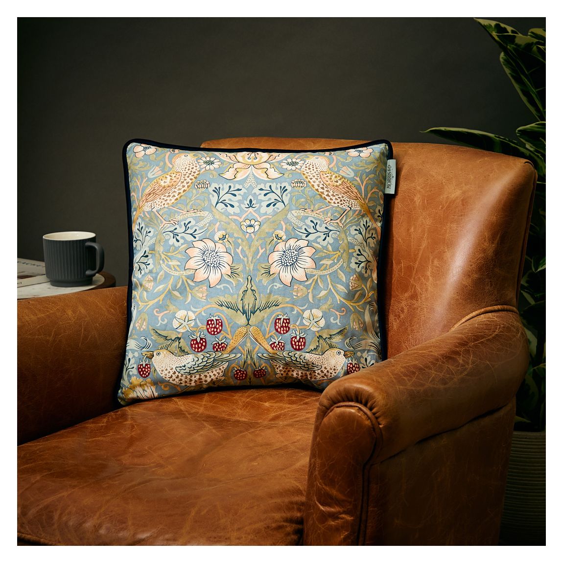 Strawberry Thief 43x43cm Cushion, Slate main product photo