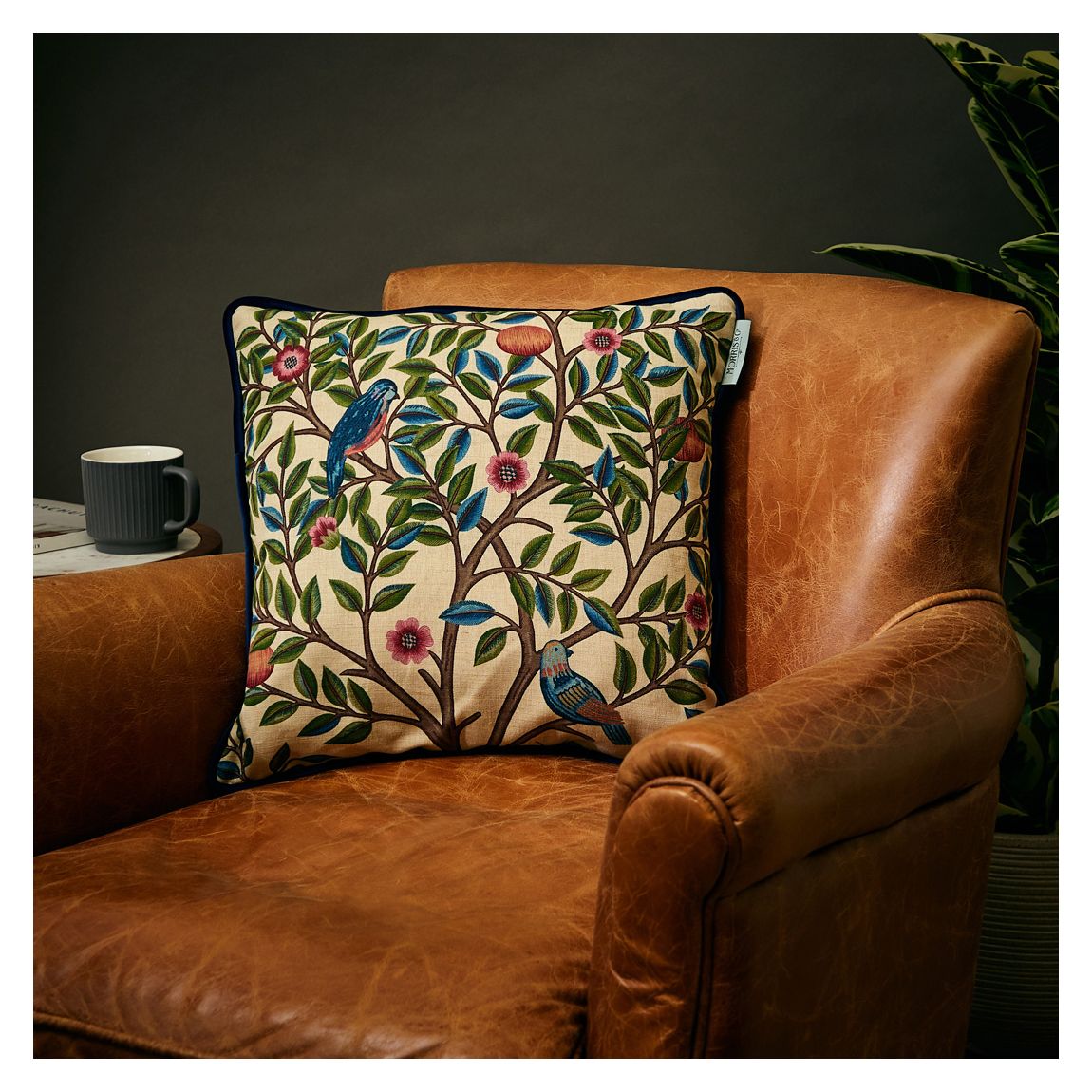 Kelmscott Tree 43x43cm Cushion, Woad & Wine main product photo