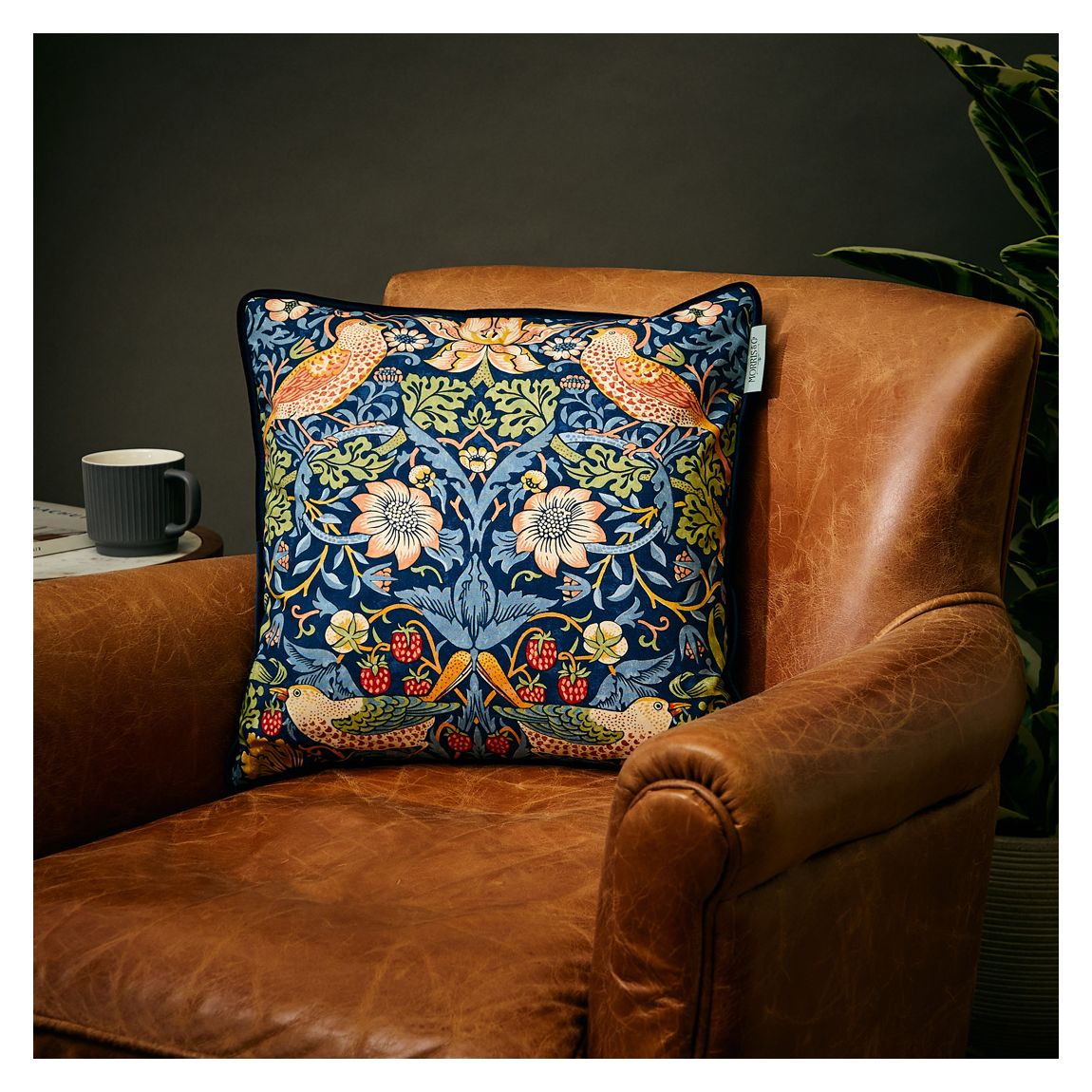 Strawberry Thief 43x43cm Cushion, Indigo & Mineral main product photo