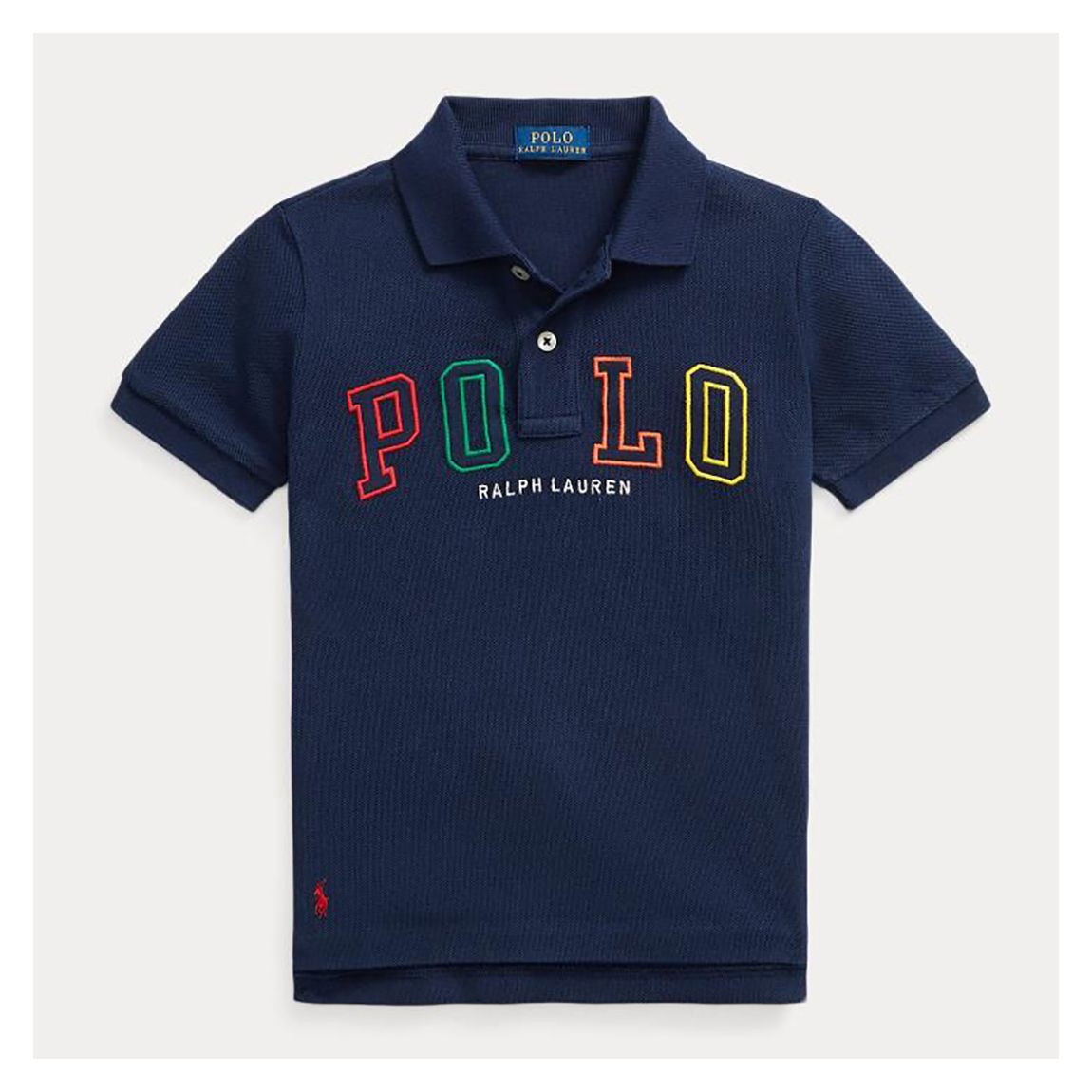 Toddler Boy's Navy Rainbow Logo Cotton Polo Shirt main product photo