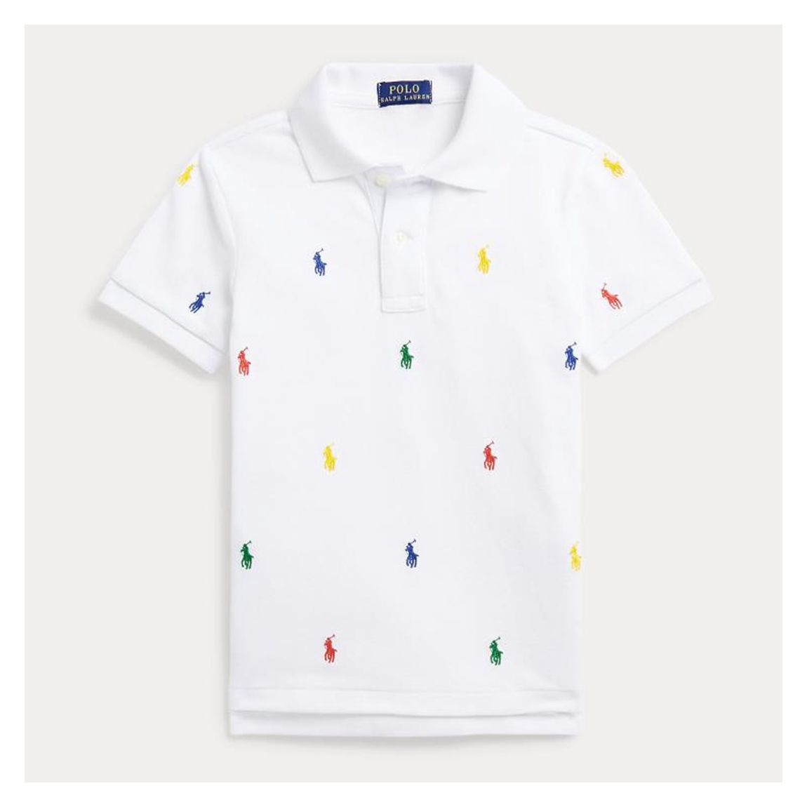 Older Boy's White All Over Print Cotton Polo Shirt main product photo