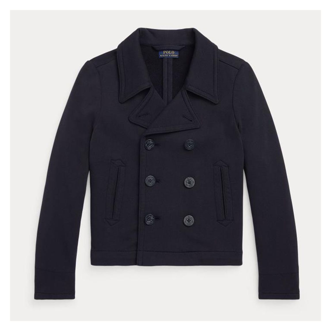 Older Girl's Navy Terry Cotton Pea Coat main product photo
