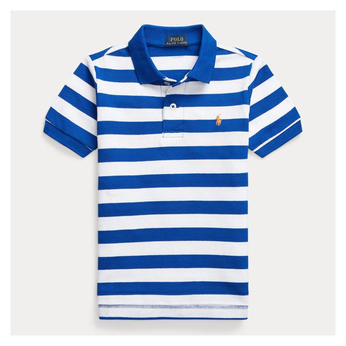 Older Boy's Royal Blue Striped Cotton Polo Shirt main product photo