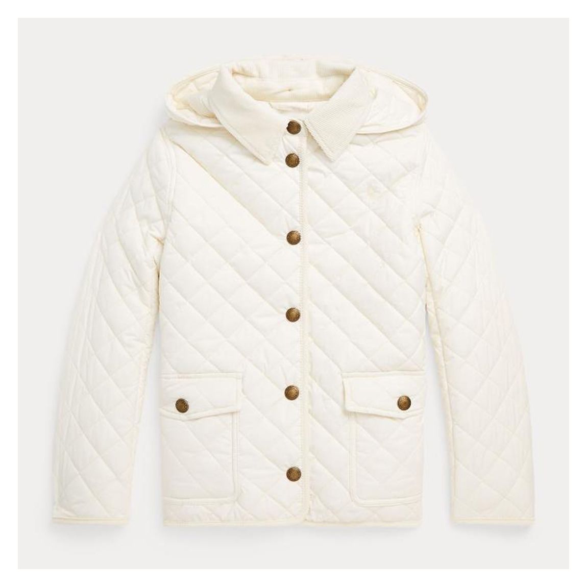 Older Girl's White Peny Quilted Jacket main product photo