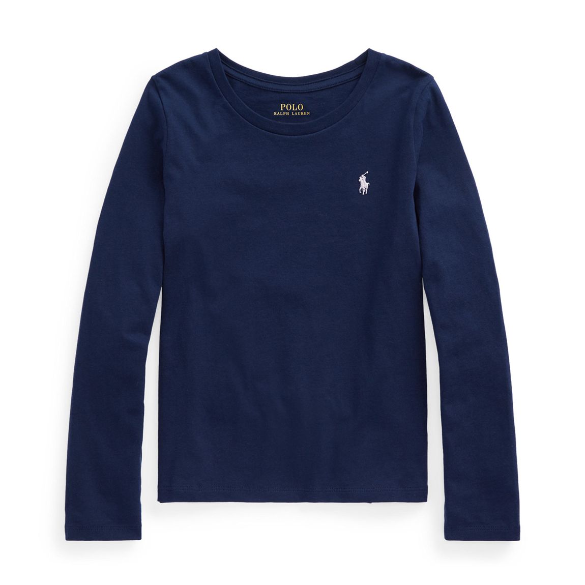 Older Girl's Navy Jersey Long Sleeve Cotton Top main product photo
