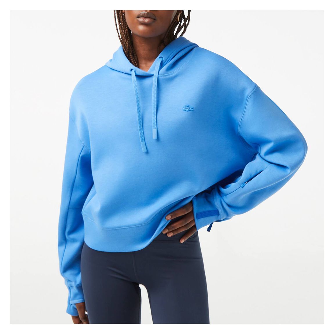 Blue Drawstring Branded Cotton Hoodie main product photo
