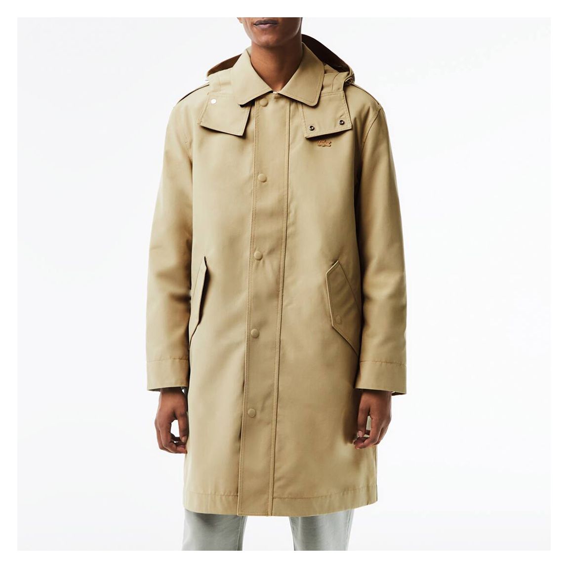 Beige Hooded Longline Coat main product photo