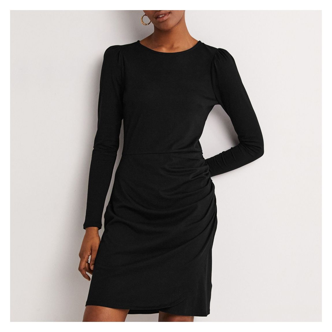 Black Ruched Jersey Mini Dress main product photo