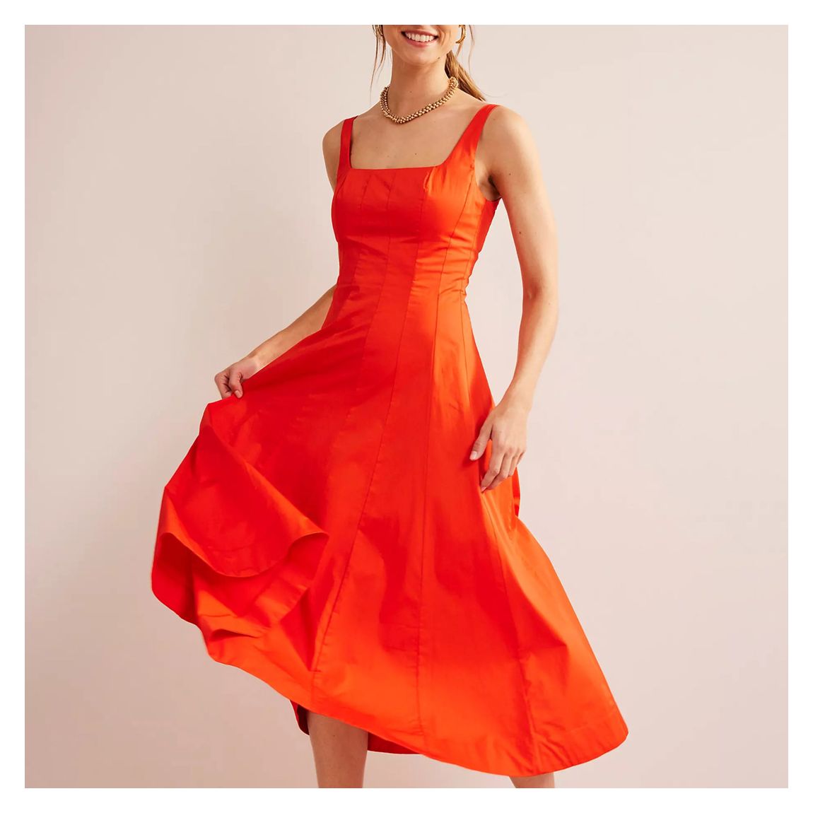 Orange Cotton Panelled Midi Dress main product photo