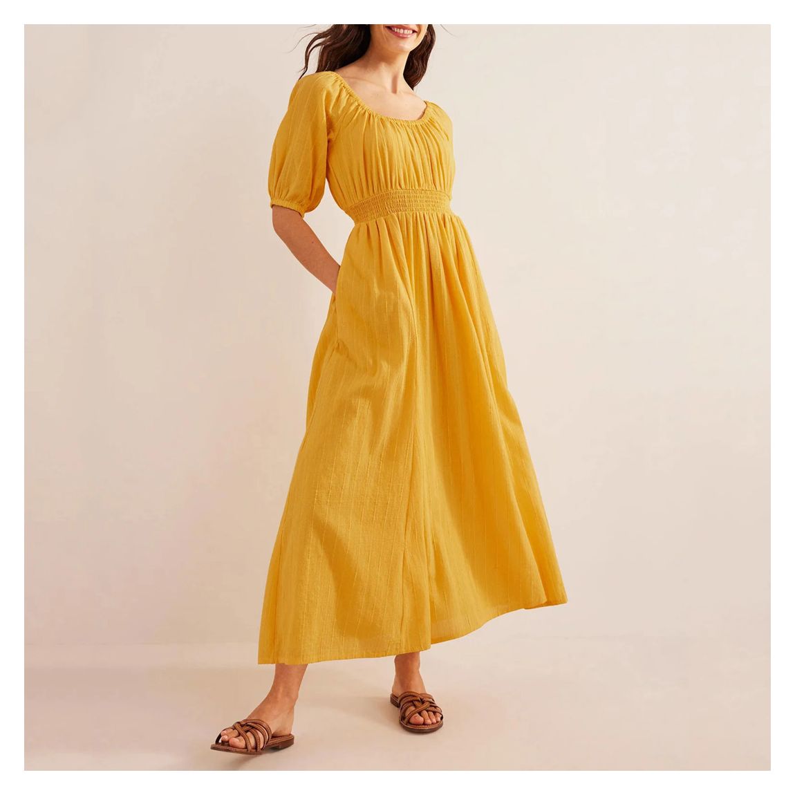 Yellow Scoop Neck Cotton Maxi Dress main product photo