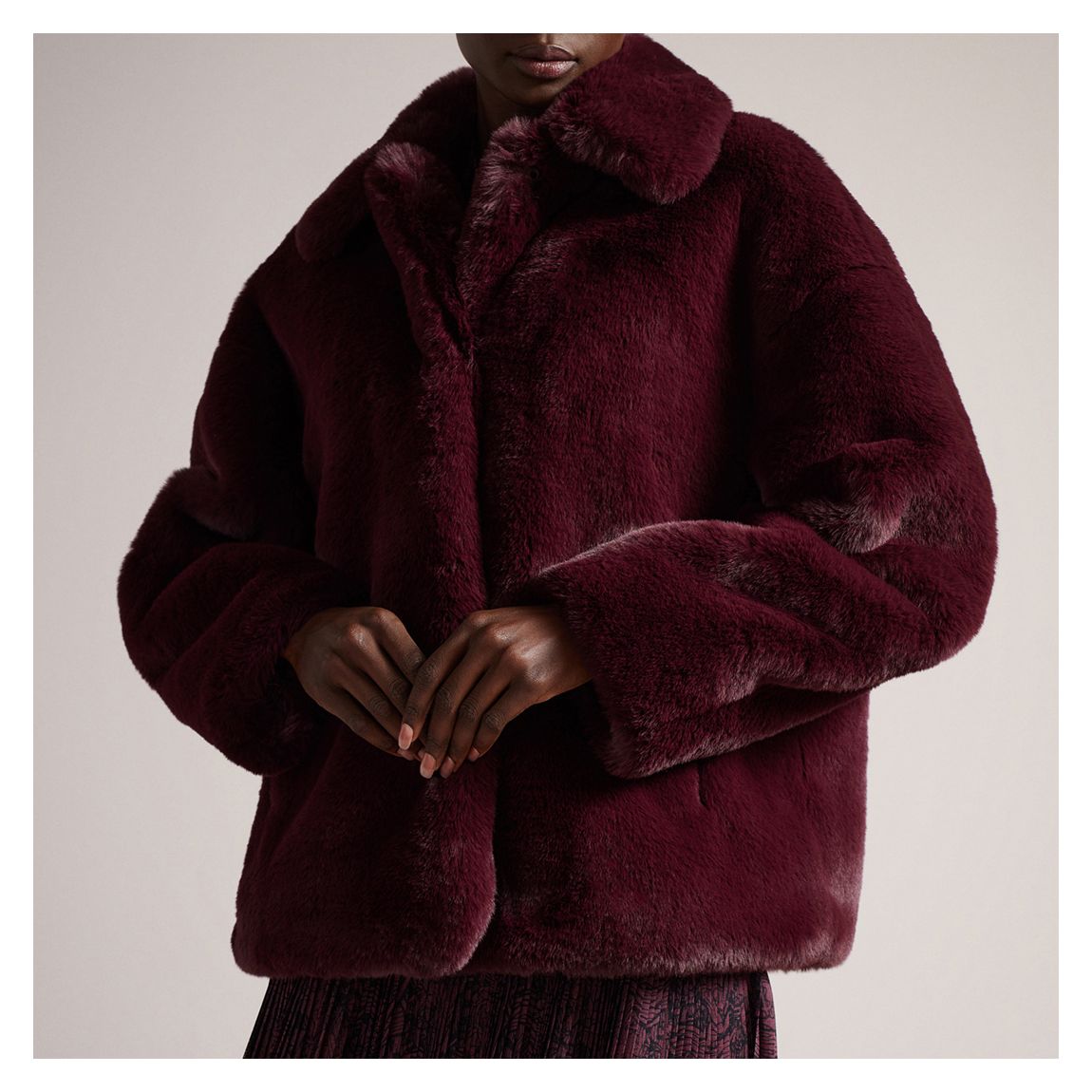 Maroon Liliam Faux Fur Coat main product photo