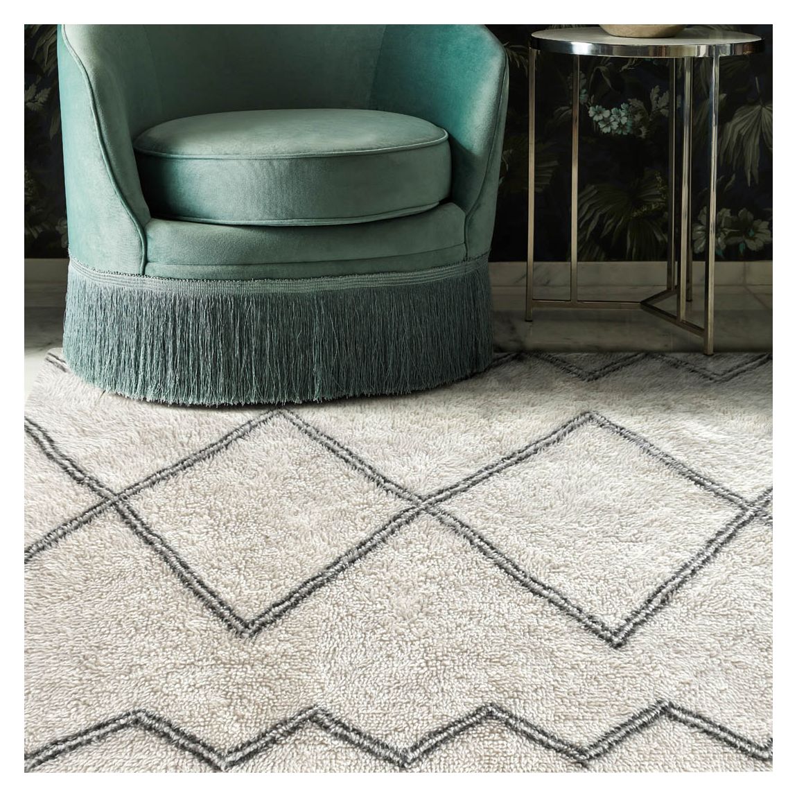 Arbil Table Tufted 160x230cm Wool Rug, Ivory & Grey main product photo