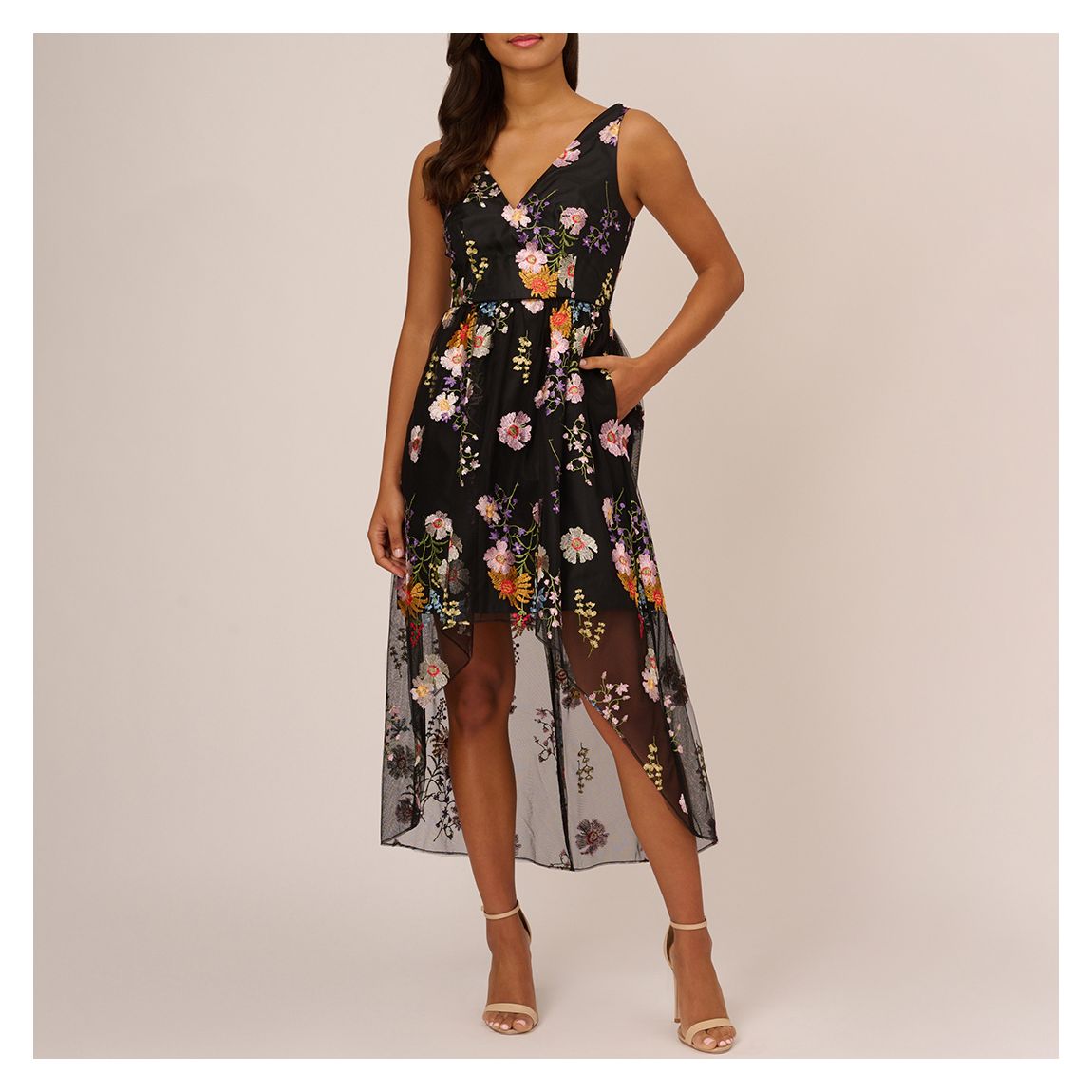 Black Multi Embroidered Floral Dress main product photo