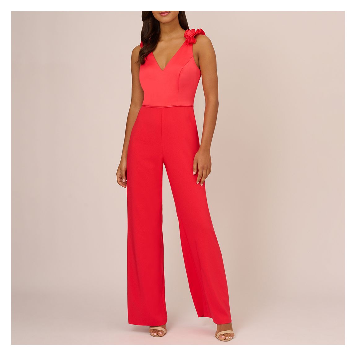 Red Satin Frill Jumpsuit main product photo